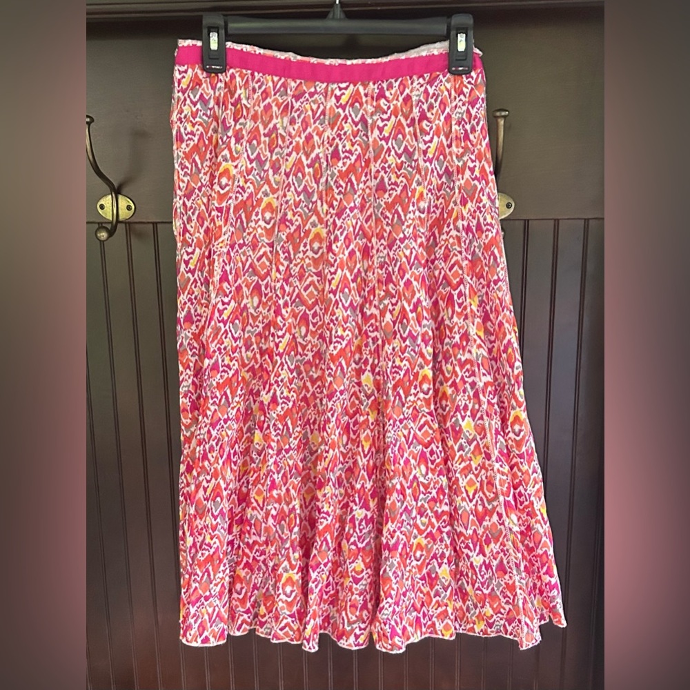 Y2K FOCUS LIFESTYLE Ikat Print Gathered Midi Skirt Indie Sleeze Boho Artsy Sz 10 - Picture 3 of 14